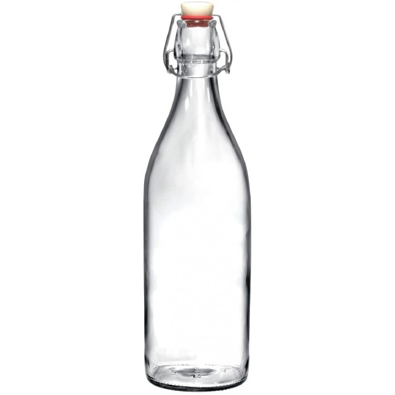 Botella de vidrio ámbar con tapa blanca 1 lt