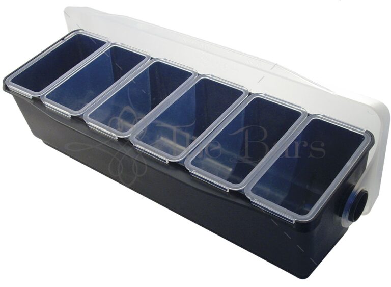 Contenedor para guarniciones negro con tapa, 6 tarrinas, 49 cm