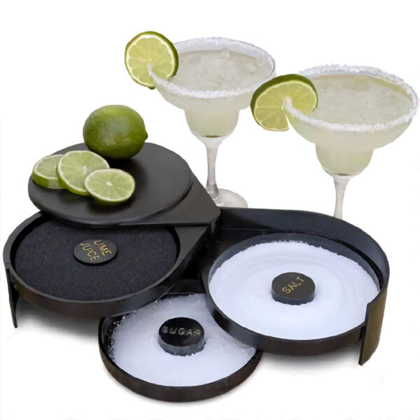 Escarchador de copas glass rimmer de 3 compartimentos con esponja