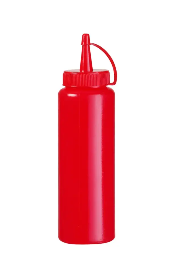 Botella dosificadora roja de 350 ml con punta fina