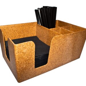 Organizador de barra de madera ecológica para pajitas y servilletas
