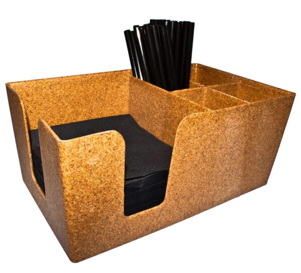 Organizador de barra de madera ecológica para pajitas y servilletas