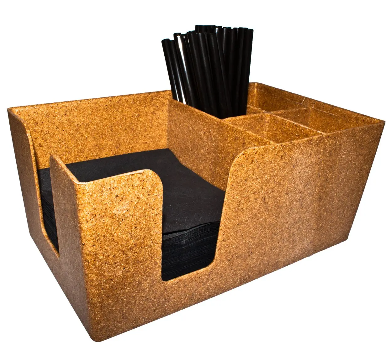 Organizador de barra de madera ecológica para pajitas y servilletas