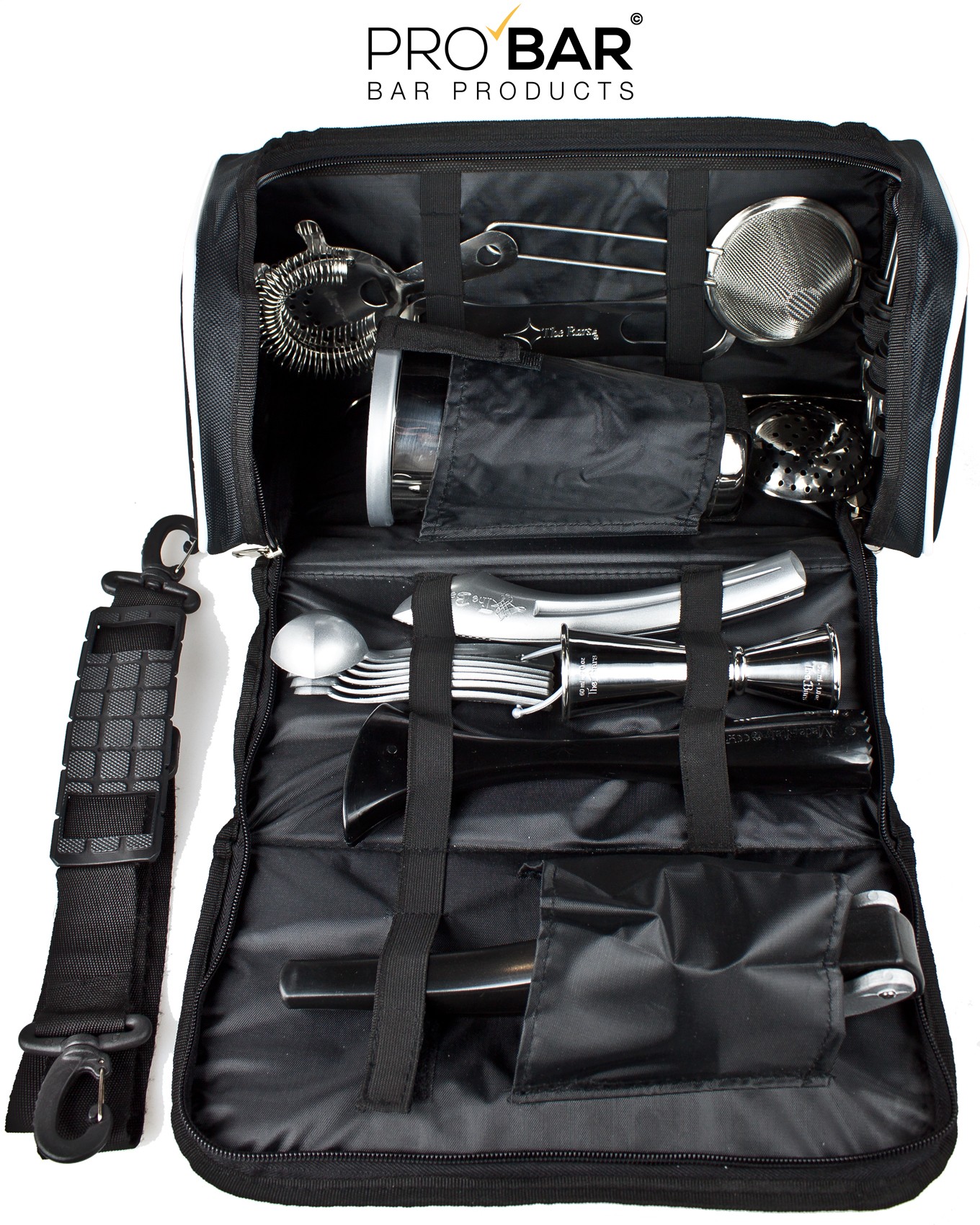 Bolsa de barman de ecopiel con kit de coctelería de 17 piezas - Imagen 3