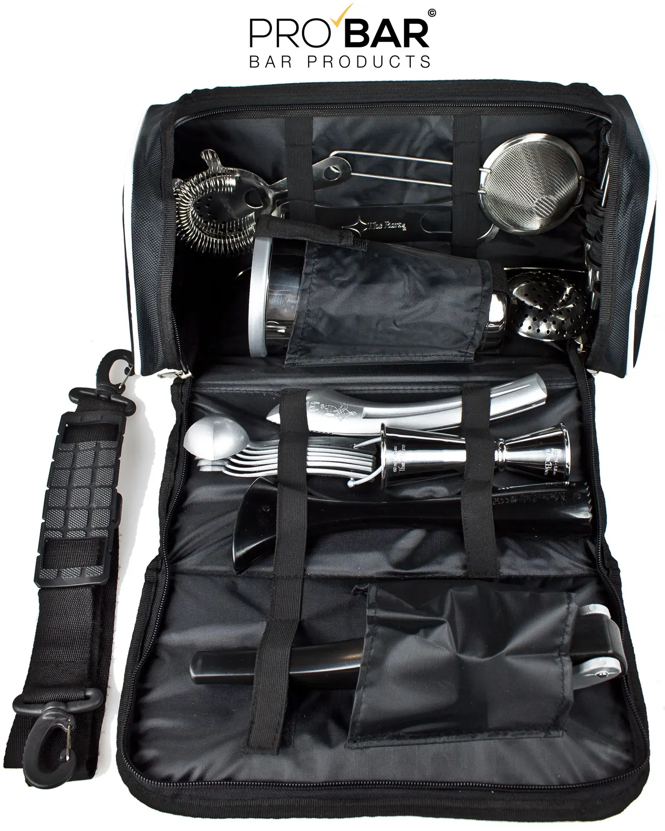 Bolsa de barman de ecopiel con kit de coctelería de 17 piezas - Imagen 3