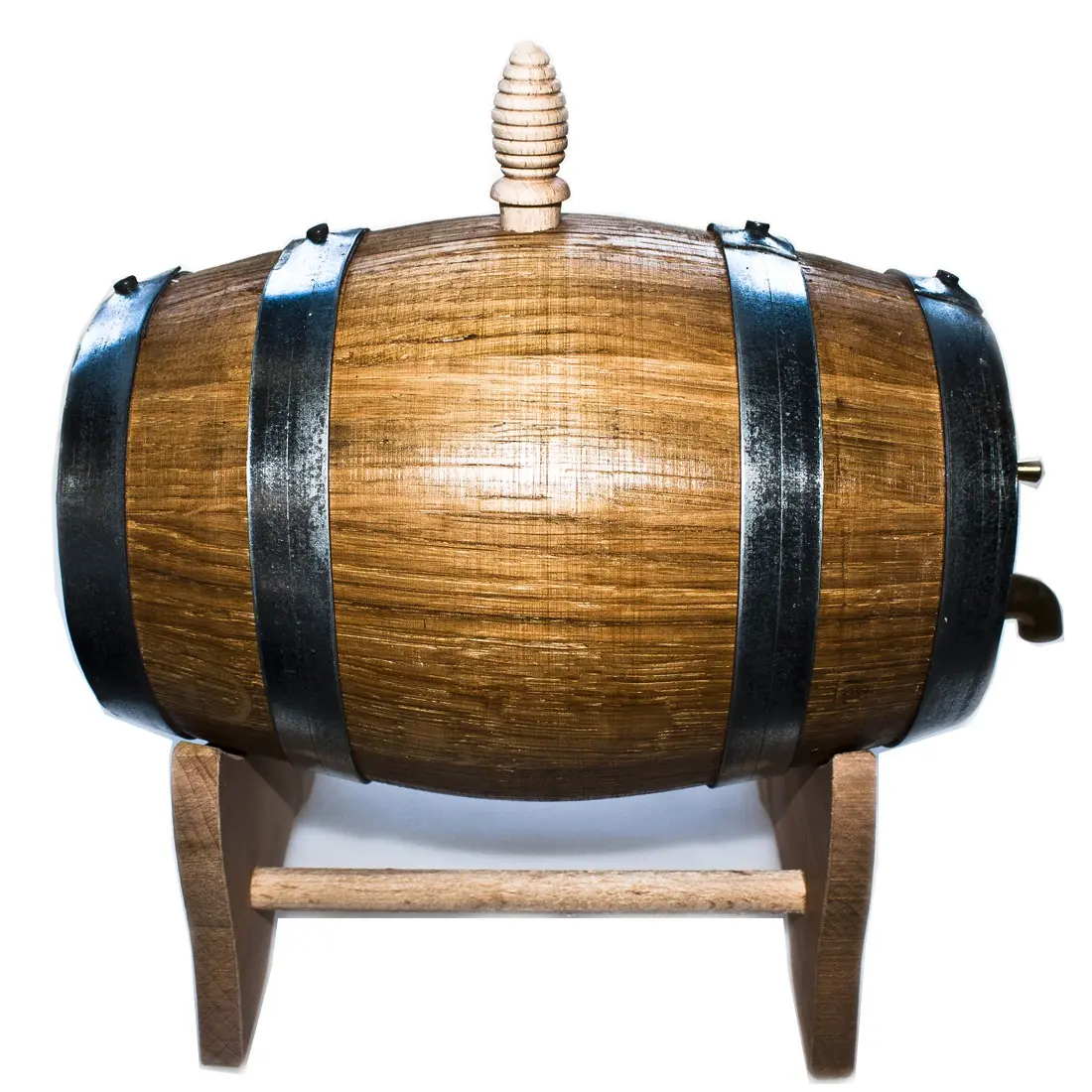 Barril de castaño de 2 litros con grifo, tapón y pedestal