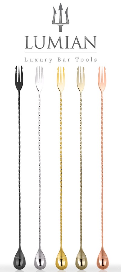Cuchara de bar tridente Lumian 40 cm, acero inoxidable 18/10
