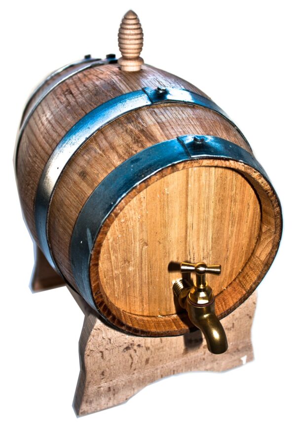 Barril de roble de 2 litros con grifo, tapón y pedestal