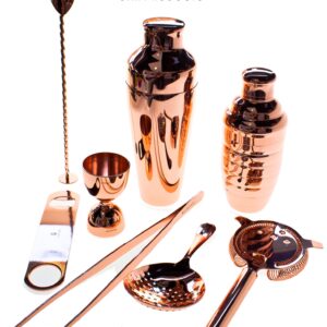 Kit de barman Lumian cobre, 8 piezas de acero inoxidable chapado