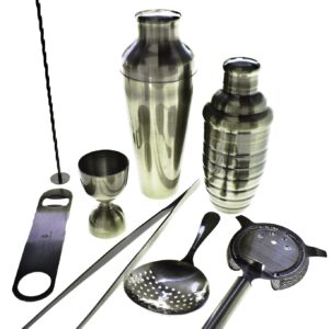 Kit de barman Lumian bronce, 8 piezas de acero inoxidable chapado