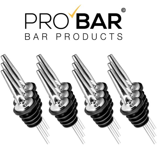 Pico vertedor de acero inoxidable con base de caucho, pack de 12