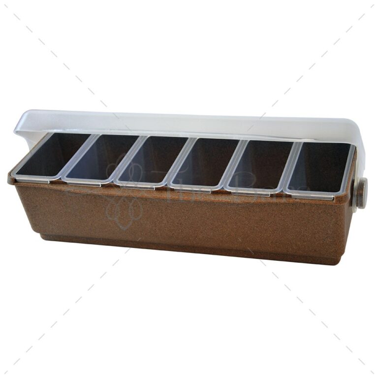 Contenedor para guarniciones de madera ecológica, 6 tarrinas