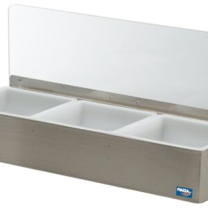 Contenedor para guarniciones de 3 tarrinas, acero, 45 cm