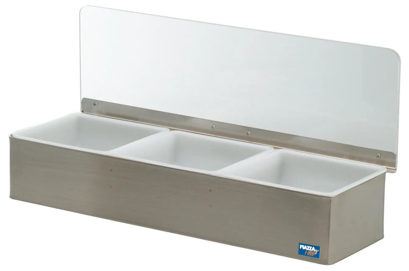 Contenedor para guarniciones de 3 tarrinas, acero, 45 cm