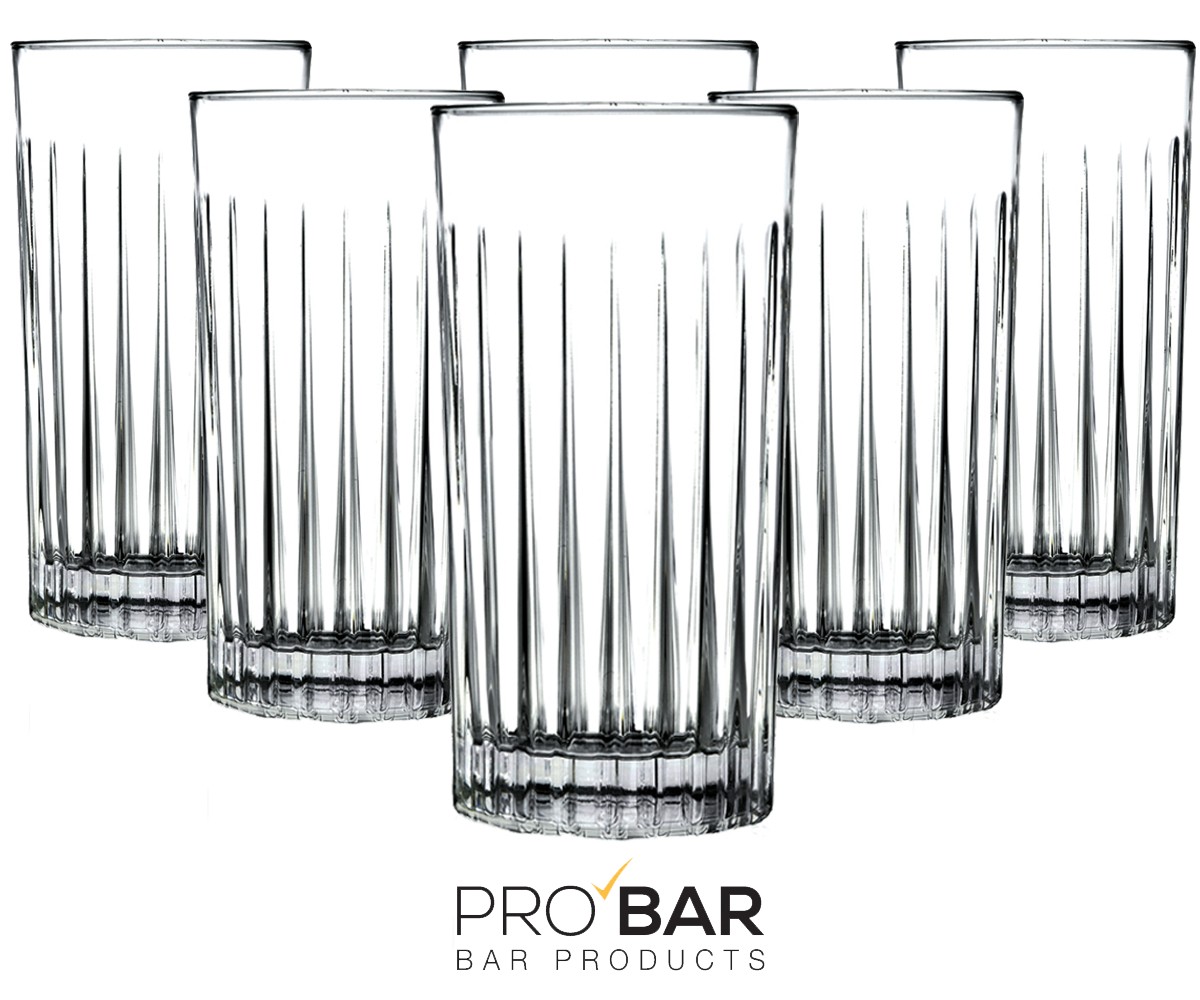 Vaso tumbler Timeless 44,3 cl, tallado vertical, pack de 6