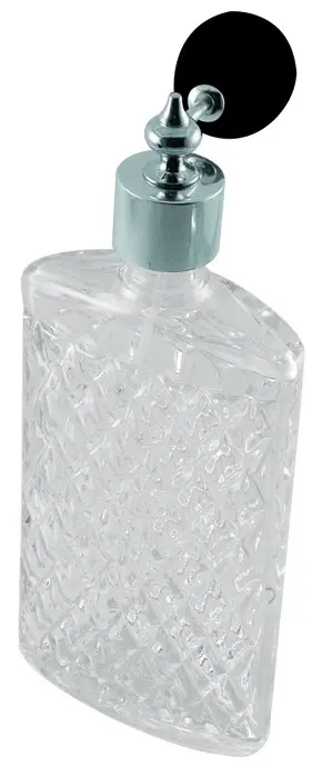 Frasco Yarai 200 ml de vidrio tallado con atomizador de acero inoxidable