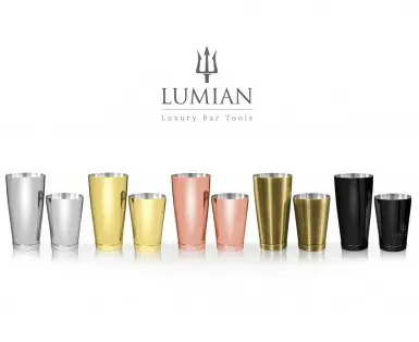 Coctelera Boston Kenko Lumian 28 oz con half tin 18 oz, acero inoxidable