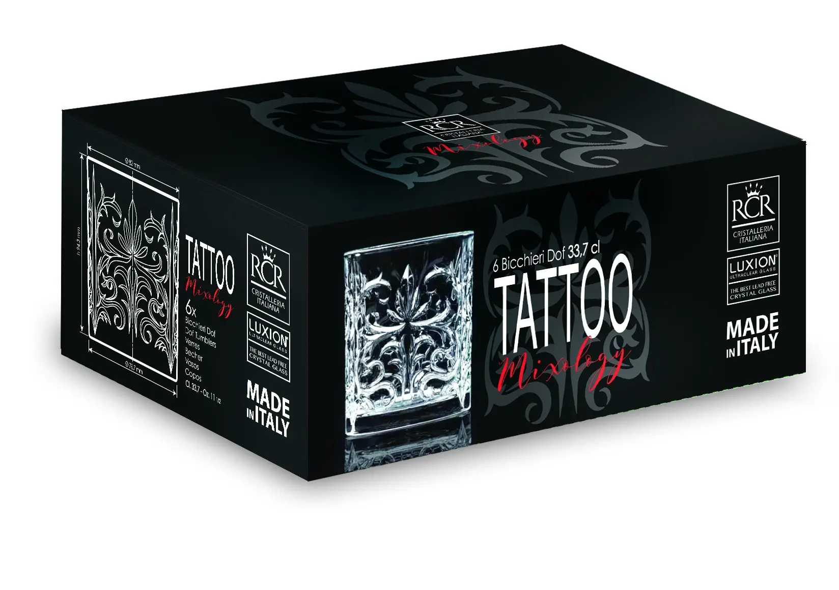 Vaso old fashioned Tattoo 33 cl, pack de 6 - Imagen 6