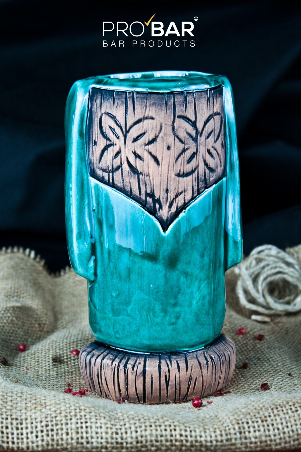 Taza tiki Moai turquesa, cerámica pintada a mano - Imagen 3