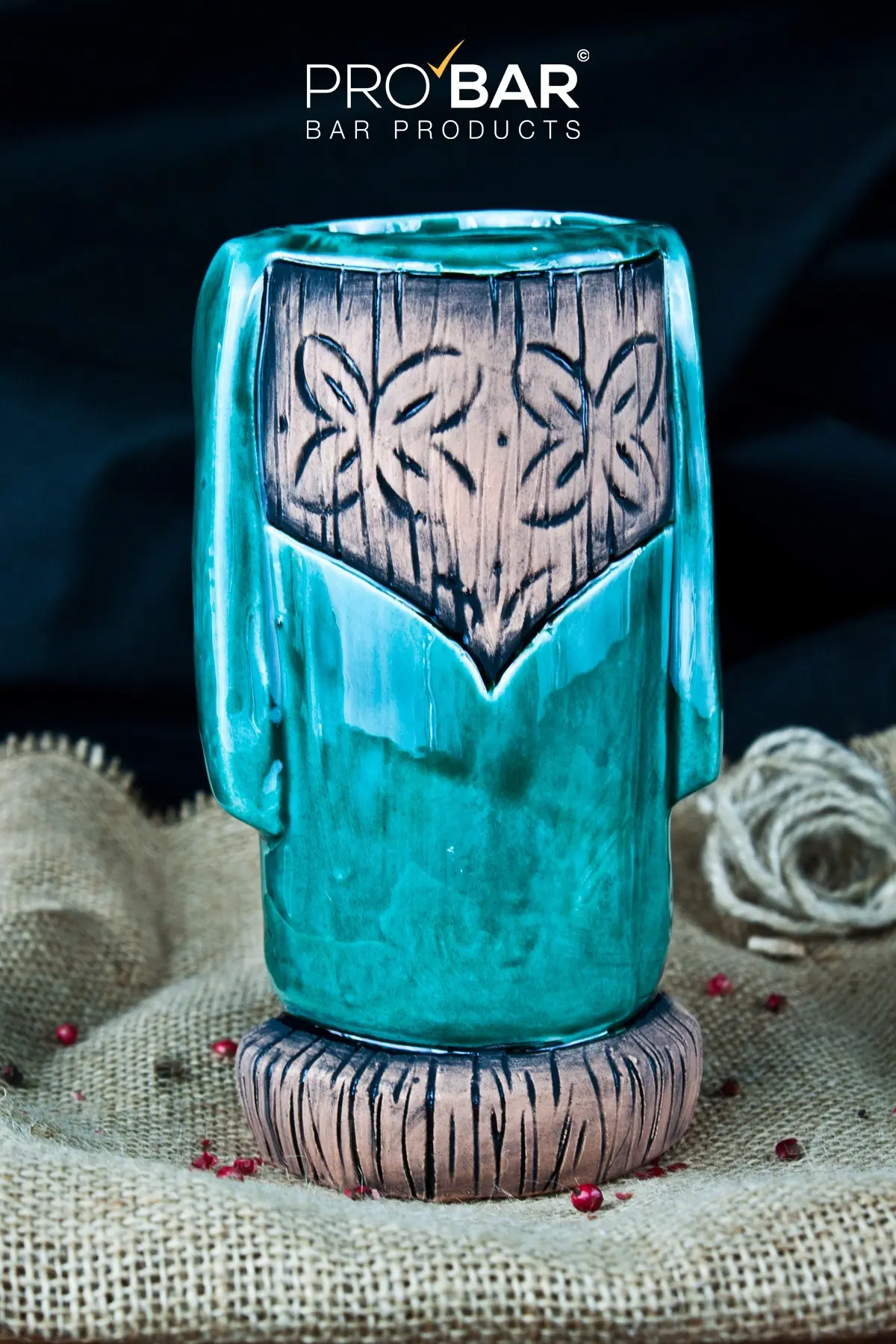 Taza tiki Moai turquesa, cerámica pintada a mano - Imagen 3