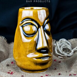 Taza tiki Moai miel, cerámica pintada a mano