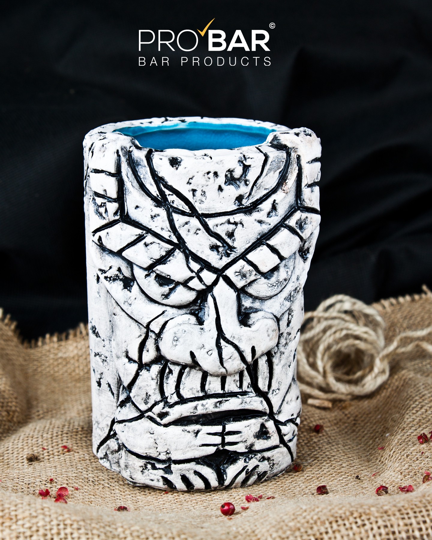 Vaso tiki Stone 40 cl, ídolo de piedra, cerámica pintada a mano