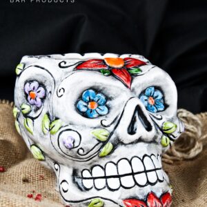 Taza calavera mexicana de cerámica pintada a mano