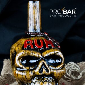 Botella tiki calavera de cerámica pintada a mano
