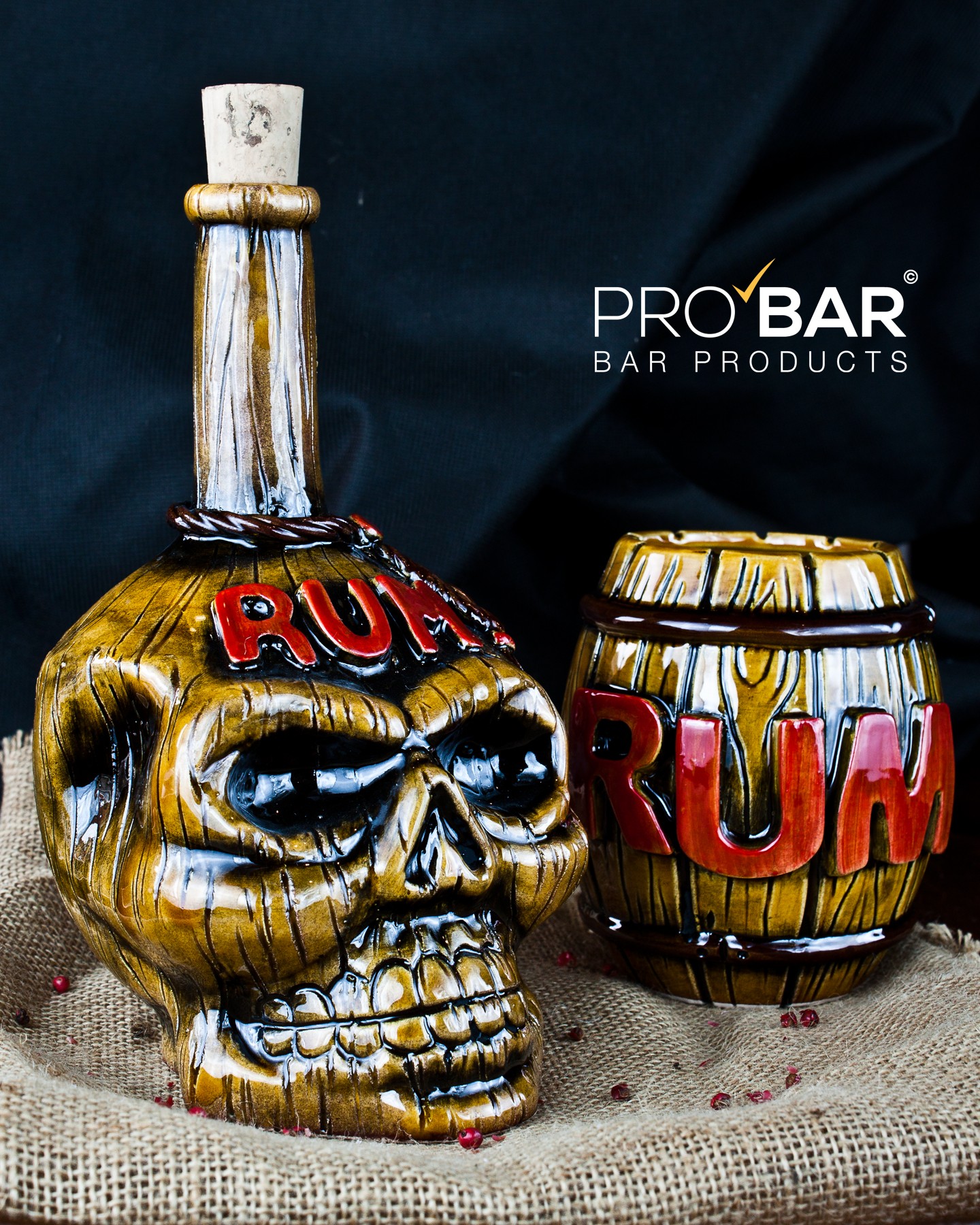 Set tiki de ron, botella de 70 cl y taza de 45 cl