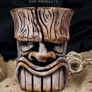 Taza tiki tronco 40 cl, cerámica pintada a mano