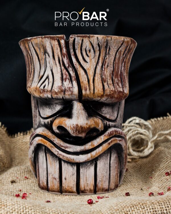 Taza tiki tronco 40 cl, cerámica pintada a mano