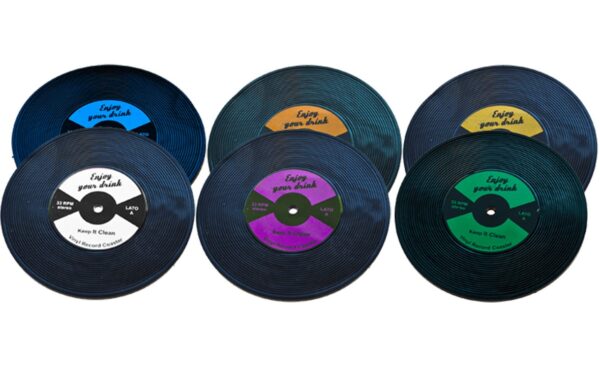 Posavasos de vinilo de goma natural, 10 cm, 6 colores
