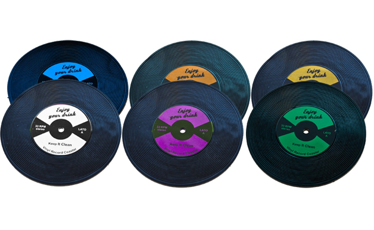 Posavasos de vinilo de goma natural, 10 cm, 6 colores