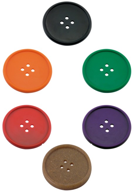 Posavasos de goma botón, 10 cm, 7 colores