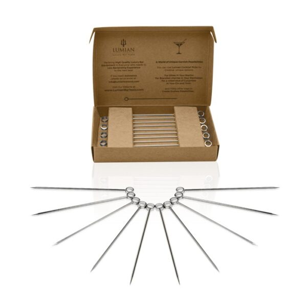Pack de 10 pinchos de cóctel, acero inoxidable