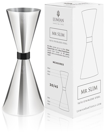 Jigger Mr Slim Black Ring de acero inoxidable, 30/45 o 30/60 ml