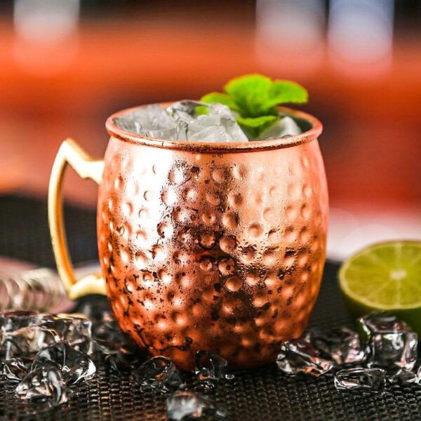 Taza Moscow Mule martillada 50 cl, acero chapado efecto cobre
