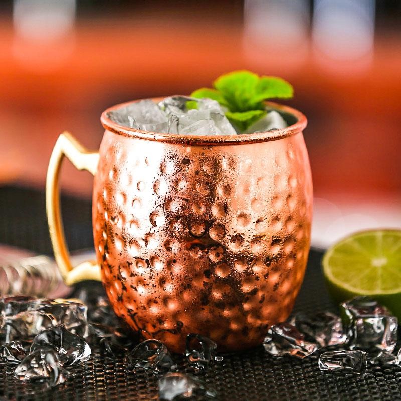 Taza Moscow Mule martillada 50 cl, acero chapado efecto cobre