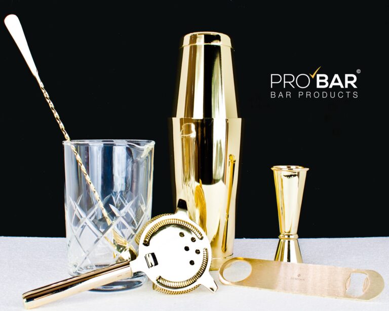 Easy Kit de coctelería dorado Lumian, 7 piezas