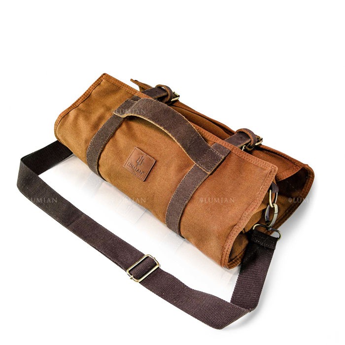 Bolsa enrollable de coctelería Lumian, piel y tejido