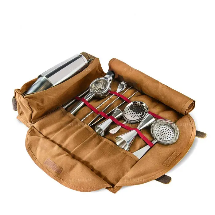 Bolsa enrollable de coctelería Lumian, piel y tejido - Imagen 6
