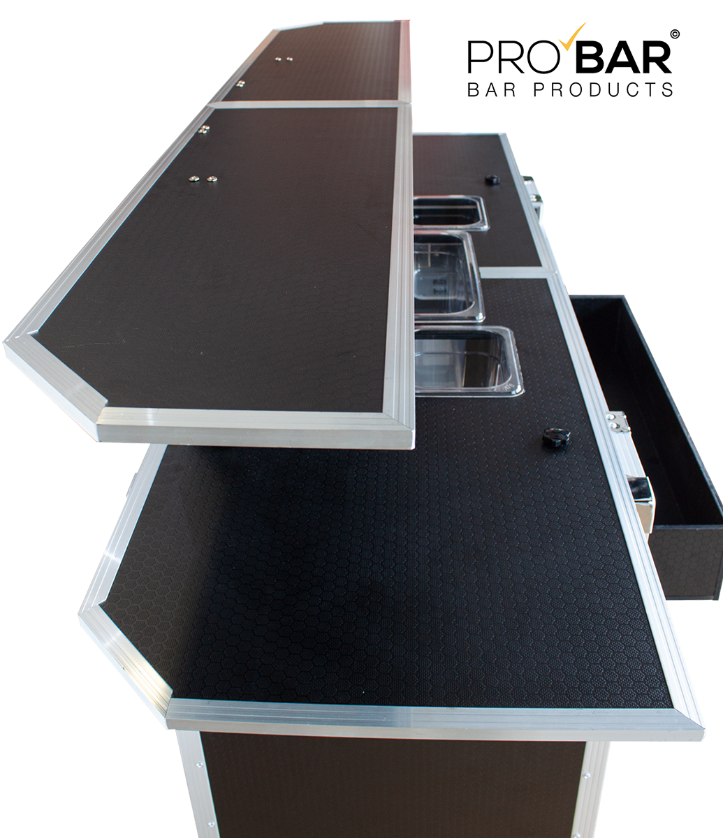 Mostrador portátil de bar con maleta trolley, 160 cm - Imagen 6