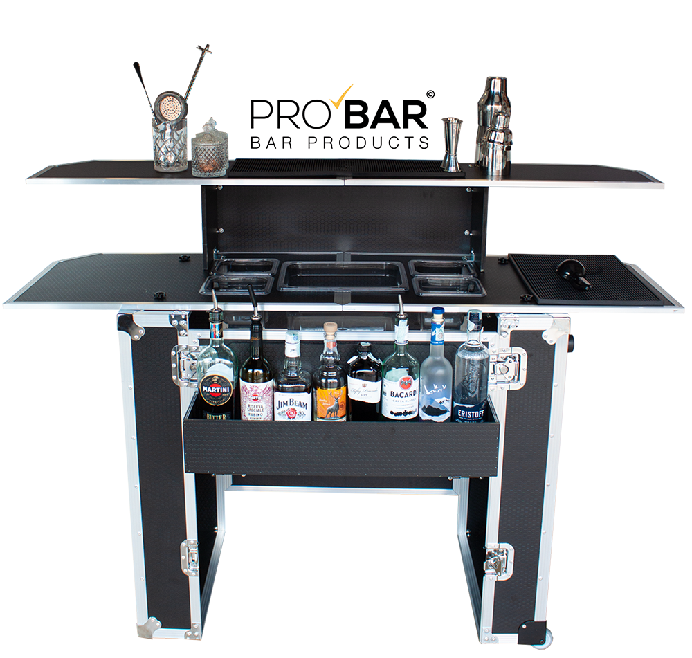 Mostrador portátil de bar con maleta trolley, 160 cm