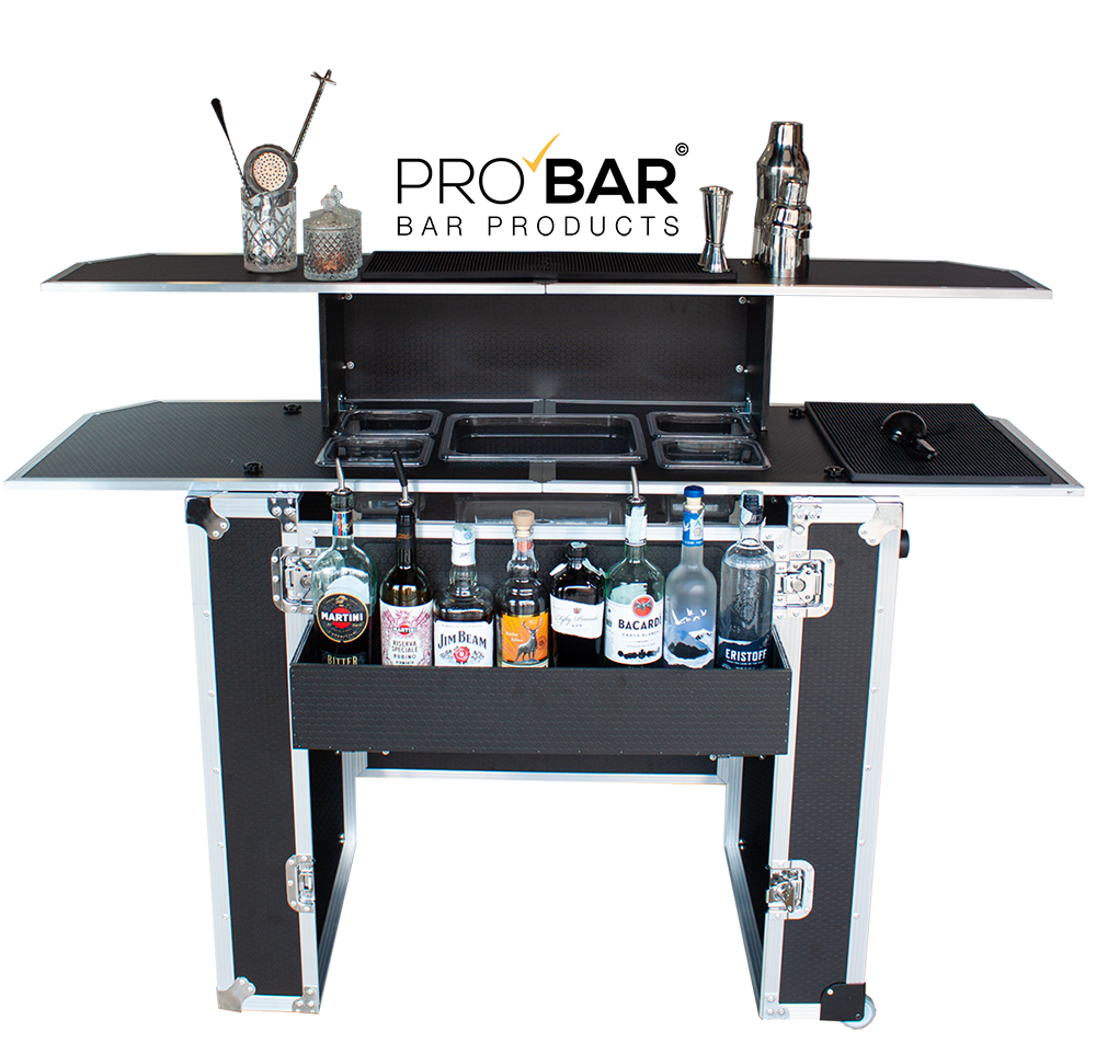 Mostrador portátil de bar con maleta trolley, 160 cm