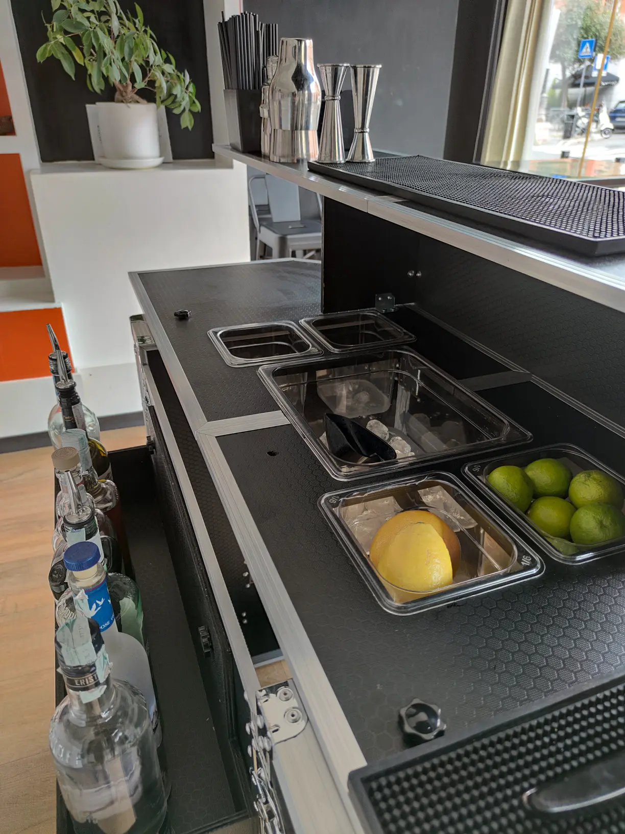 Mostrador portátil de bar con maleta trolley, 160 cm - Imagen 10