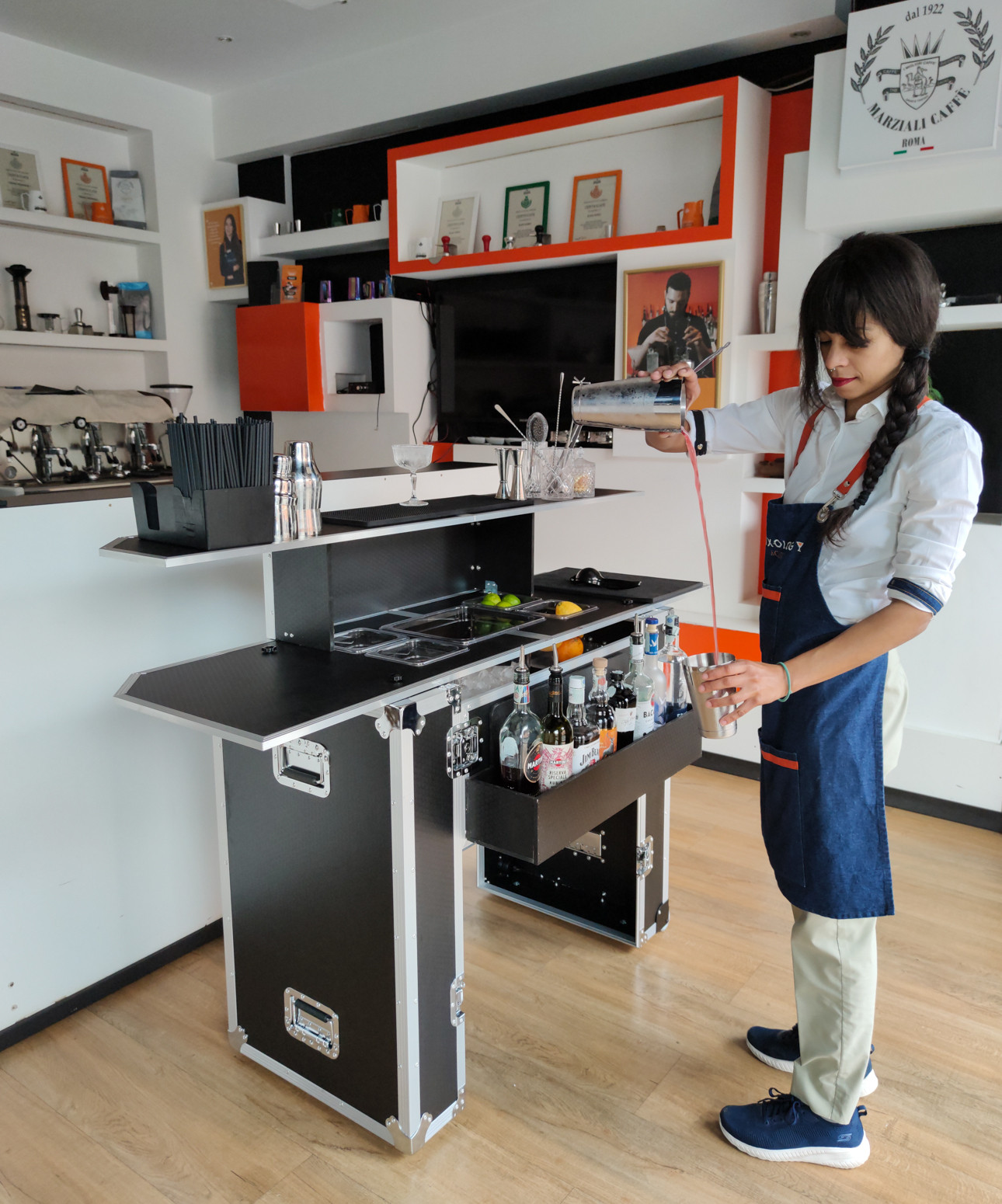 Mostrador portátil de bar con maleta trolley, 160 cm - Imagen 2