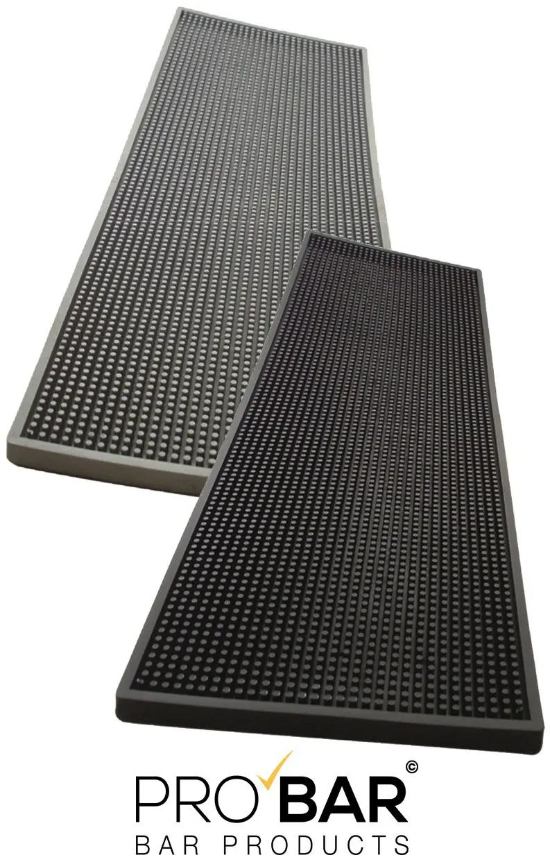 Tapete de barra 60 x 20 cm, goma natural, negro o plata