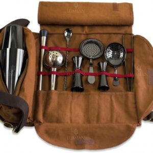 Kit de coctelería Lumian en estuche enrollable, 9 herramientas - Negro