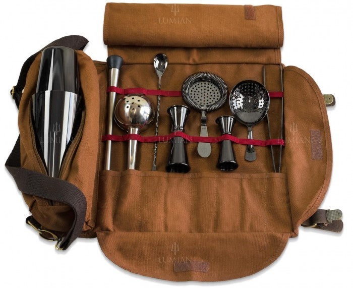 Kit de coctelería Lumian en estuche enrollable, 9 herramientas - Imagen 2