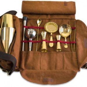 Kit de coctelería Lumian en estuche enrollable, 9 herramientas - Oro